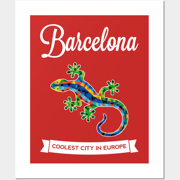 BARCELONA GAUDI LIZARD - Red Wall Art by sundressed